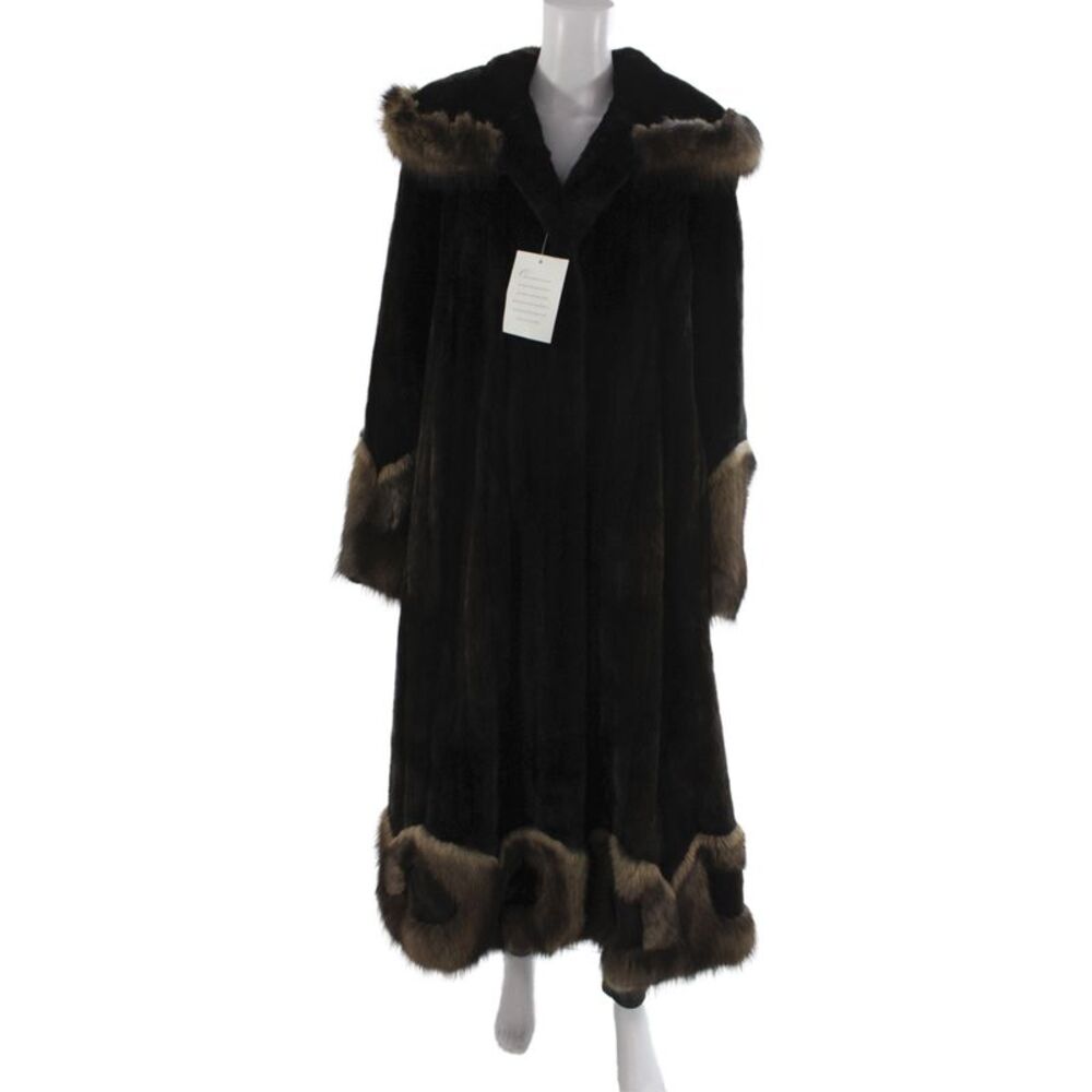Maximilian At Bloomingdales Womens Black Natural Ranch Mink Fisher TrimFur Coat